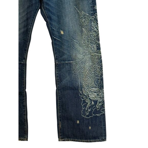 Ed Hardy by Christian Audigier Men's Dragon Embroidered Jean Blue Size 36 x 32 N - Picture 8 of 13